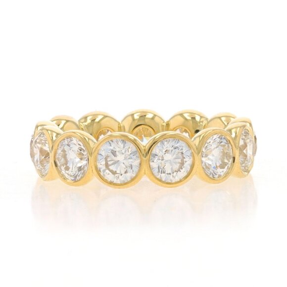 Rahminov Diamond Eternity Band Yellow Gold 18k 5.24ctw EB2340 Wedding Ring 6 1/2 - Picture 1 of 6